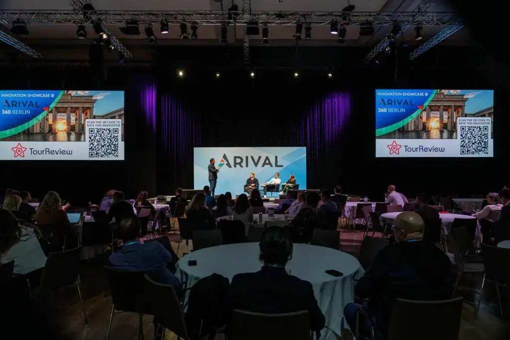 Image: TourReview CEO Jose Arozarena presents TourReview’s online review management system at the Arival Experiences Innovation Showcase.