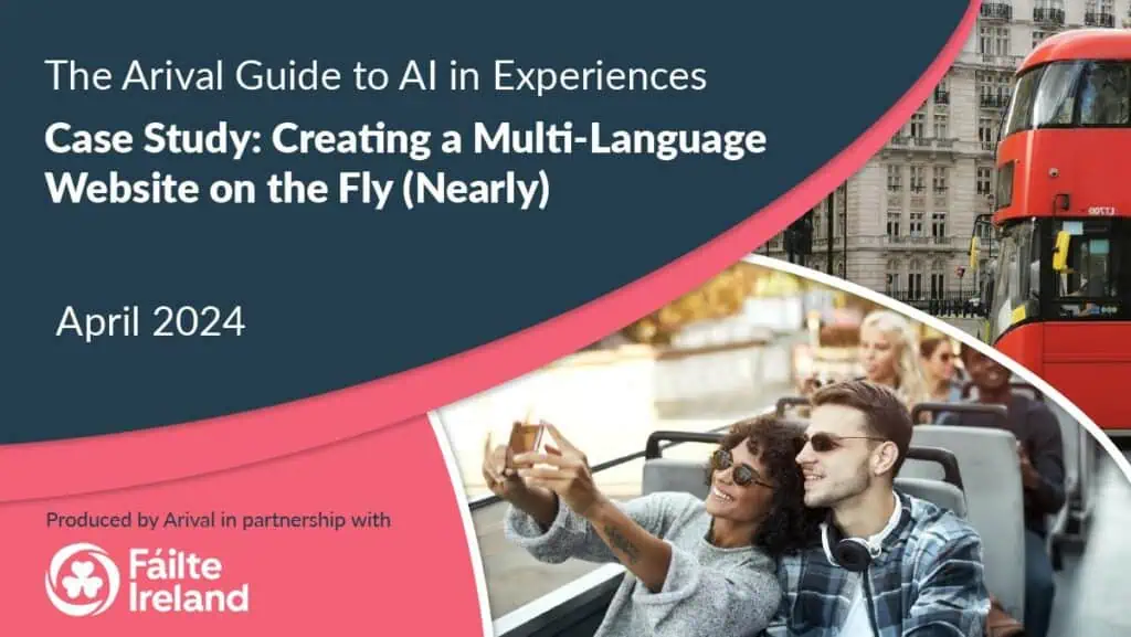 Image promoting 'The Case Study: Creatomg a Multi-Language Website on the Fly that forms part of the The Arival Guide to AI in Experiences research.'
