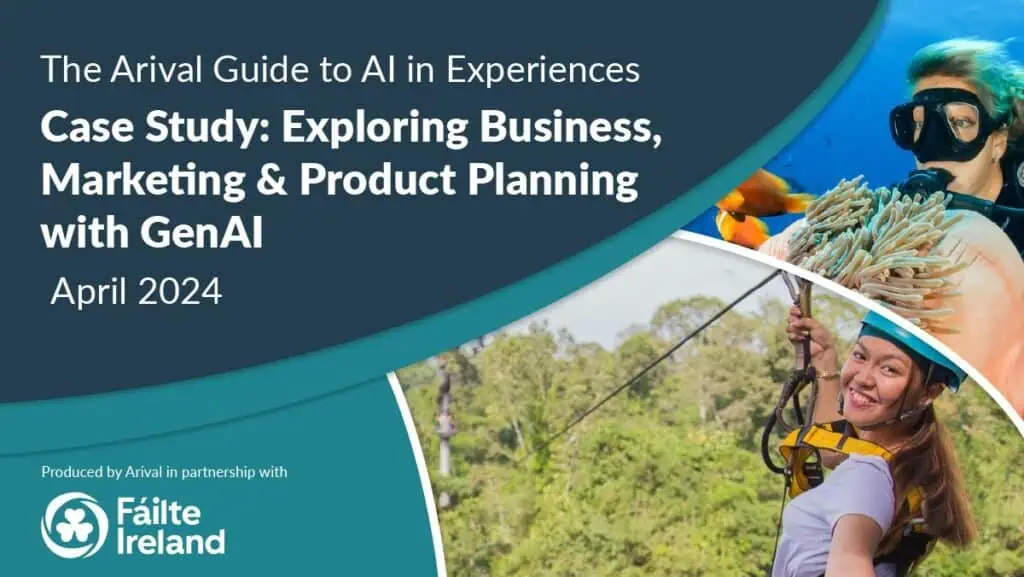 Image promoting 'The Case Study: Exploring Business, Marketing and Product Planning with GenAI' that forms part of the The Arival Guide to AI in Experiences research.